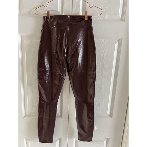 SPANX Faux Patent Leather Liquid Gloss Leggings Pants Ruby Size Petite XS NWT - Picture 7 of 12